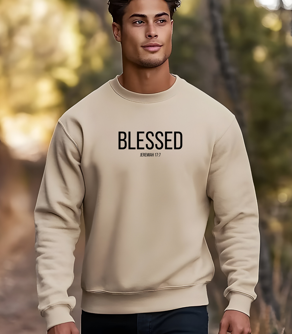 Christian Sweatshirt/T-shirt/Hoodie – “Blessed” Jeremiah 17:7 Bible Verse Clothing | Faith-Based Apparel for Women & Men | Thanksgiving|  Inspirational Religious Apparel & Christian Gift