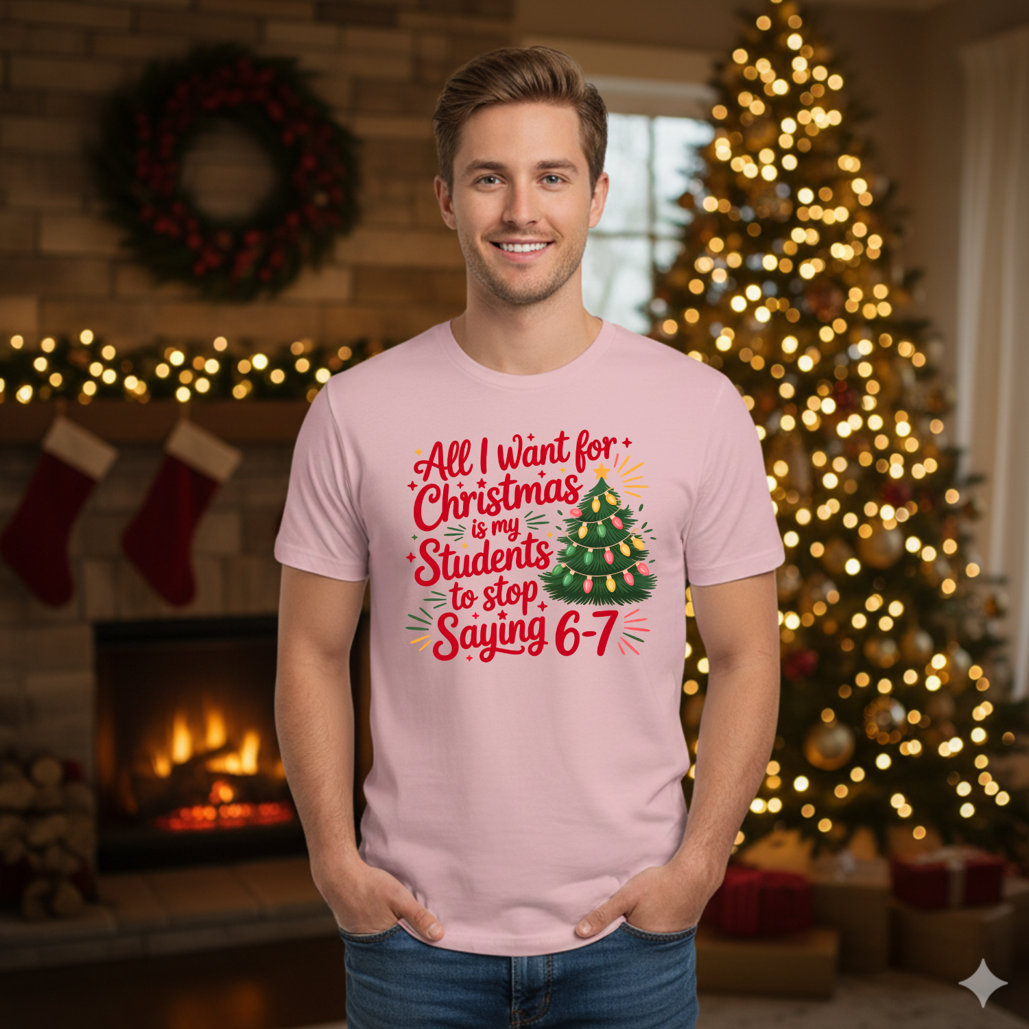 Holiday Shirts for Teachers – All I want 6-7 Shirt (Red) - Funny & Festive Christmas Collection