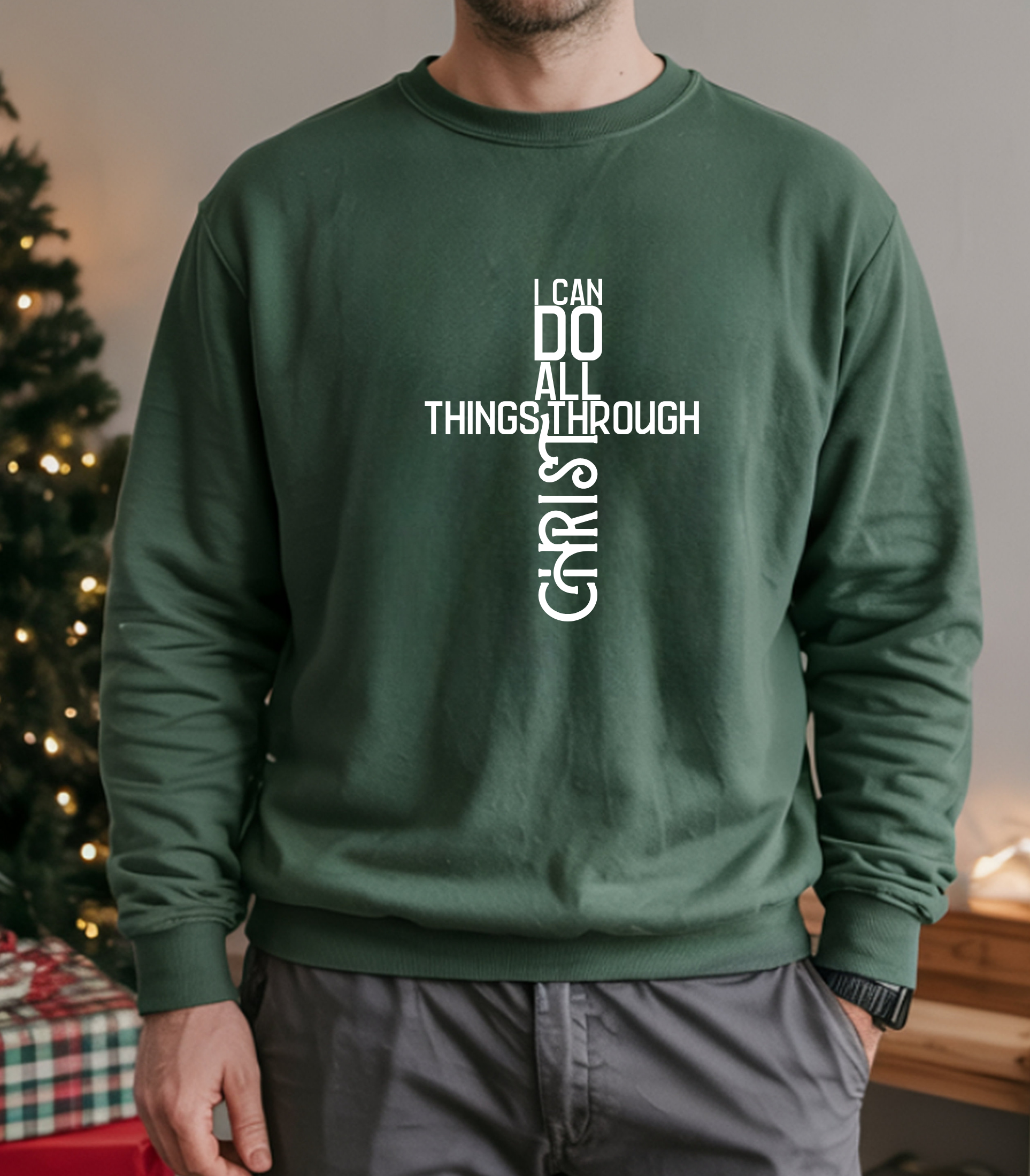 Christian T-Shirt, Sweatshirt, or Hoodie – “I Can Do All Things Through Christ” Philippians 4:13 Cross Design | Inspirational Bible Verse Apparel | Faith-Based Gift
