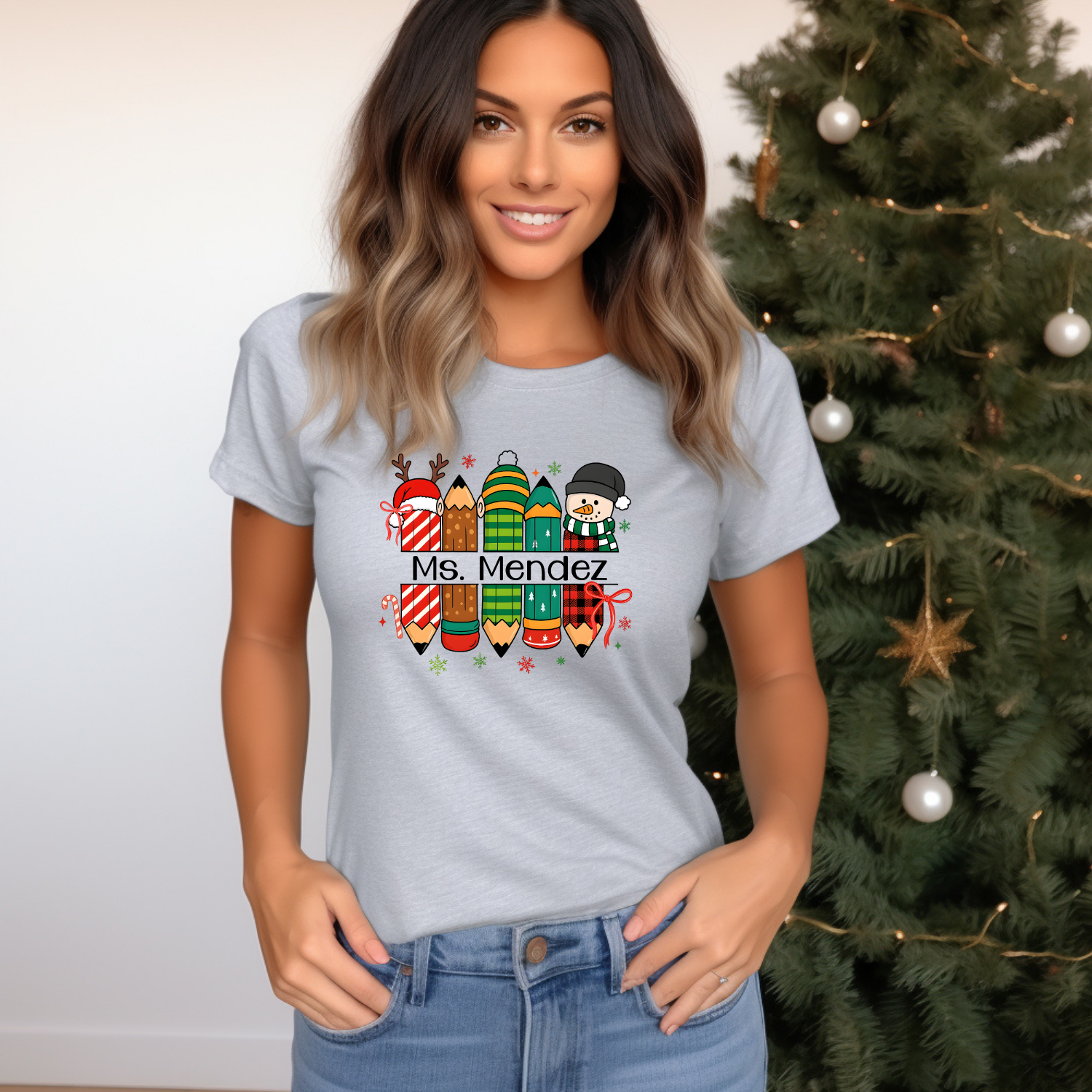 Holiday Shirts for Teachers – Holiday Pencils Personalized - Funny & Festive Christmas Collection