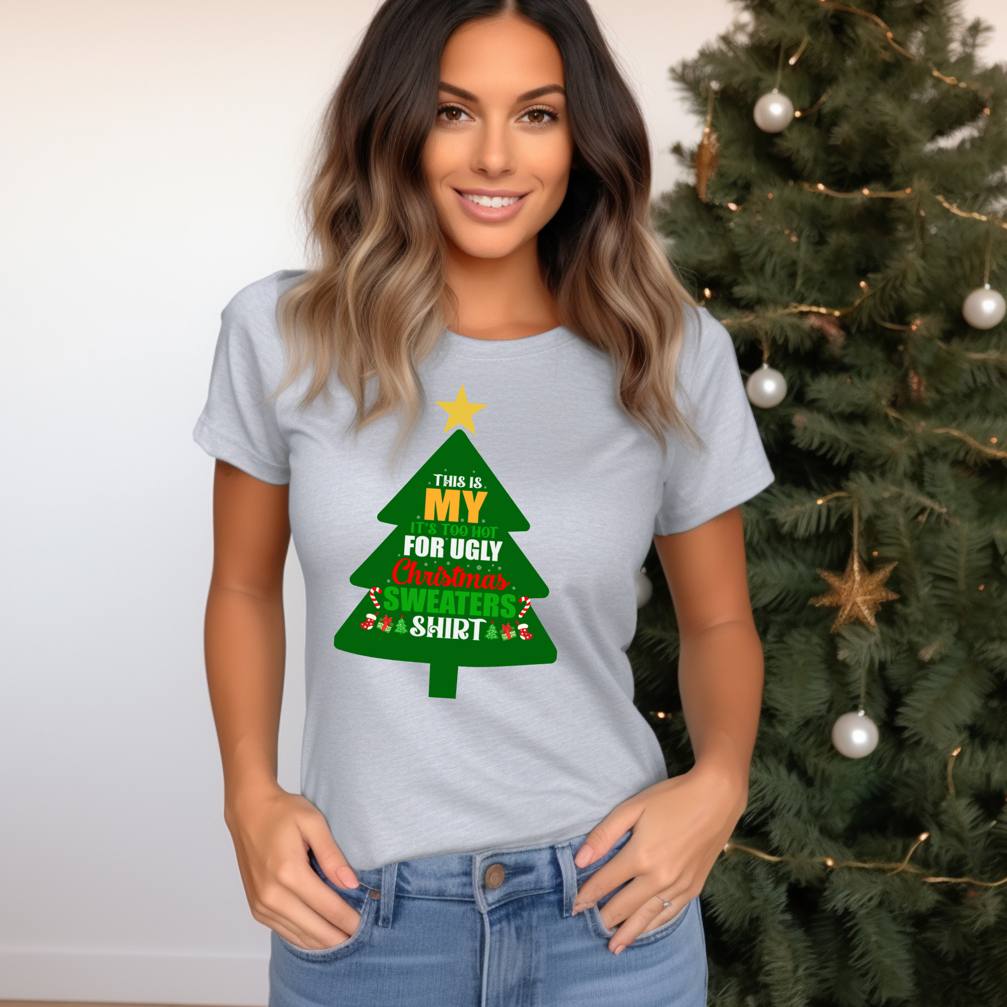This is my it's too hot for Ugly Christmas Sweater T-Shirt – Funny Holiday Tee for Warm Weather| it's too hot for Christmas sweaters Shirt| | Bella+Canvas Unisex Soft Shirt