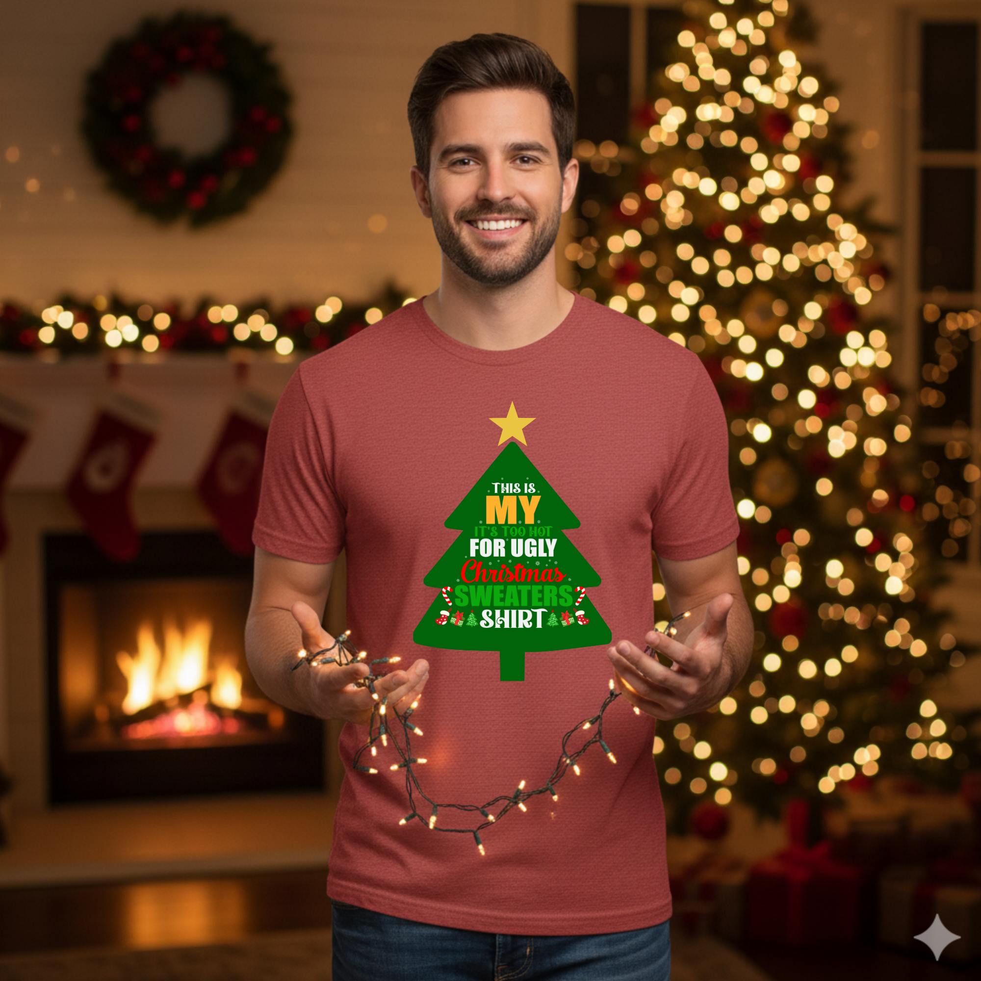 This is my it's too hot for Ugly Christmas Sweater T-Shirt – Funny Holiday Tee for Warm Weather| it's too hot for Christmas sweaters Shirt| | Bella+Canvas Unisex Soft Shirt