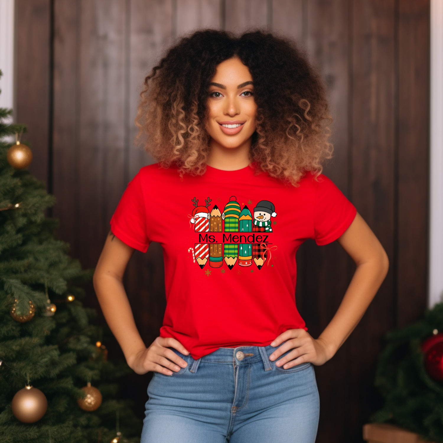 Holiday Shirts for Teachers – Holiday Pencils Personalized - Funny & Festive Christmas Collection