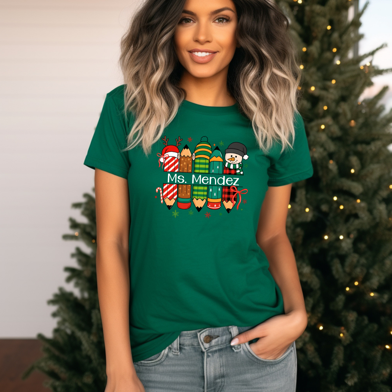 Holiday Shirts for Teachers – Holiday Pencils Personalized - Funny & Festive Christmas Collection