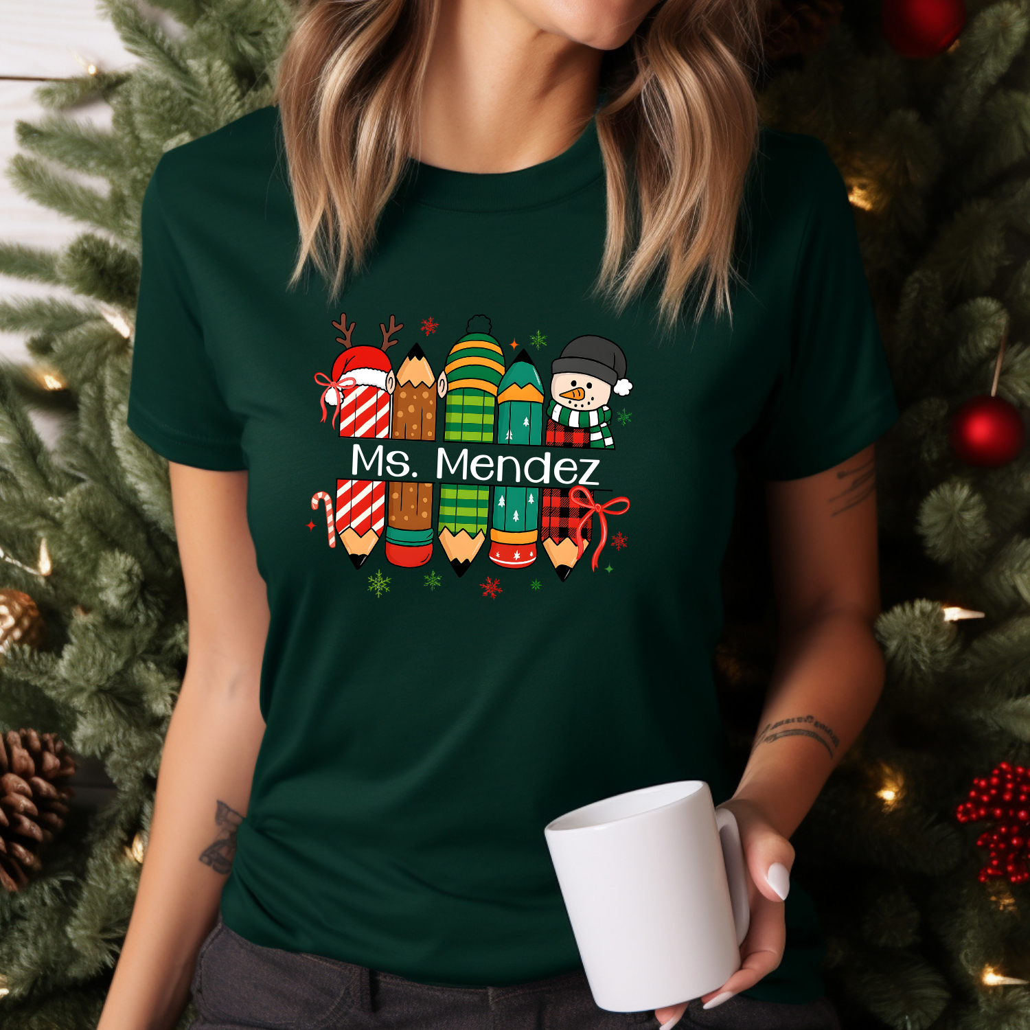 Holiday Shirts for Teachers – Holiday Pencils Personalized - Funny & Festive Christmas Collection