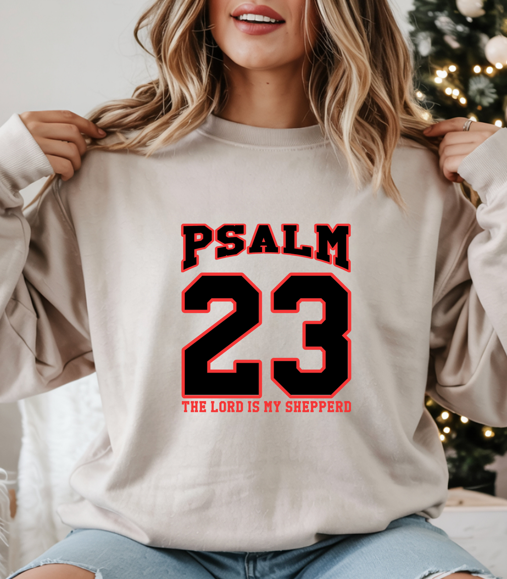 Christian Sweatshirt, T-shirt, or Hoodie – "Psalm 23 The Lord Is My Shepherd” Bible Verse Crewneck | Cozy Faith-Based Pullover for Men & Women | Inspirational Christian Gift & Religious Apparel