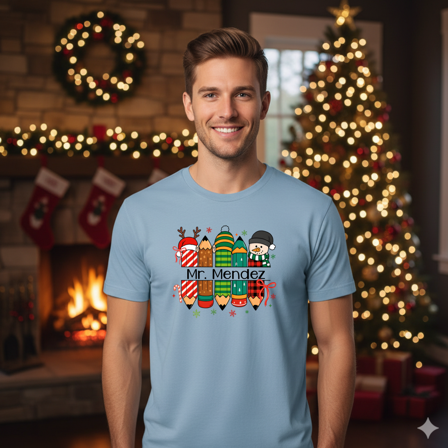Holiday Shirts for Teachers – Holiday Pencils Personalized - Funny & Festive Christmas Collection