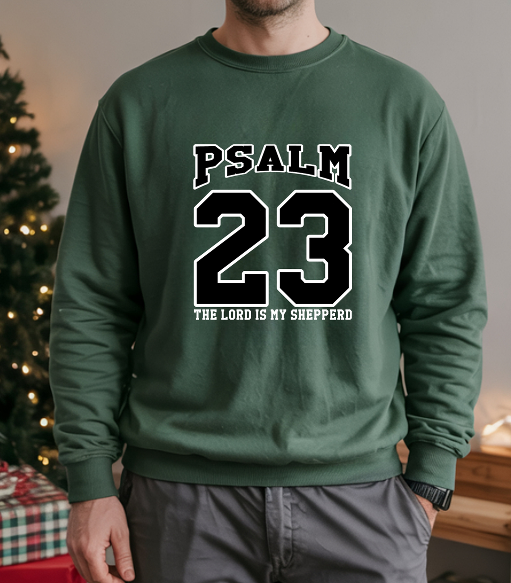 Christian Sweatshirt, T-shirt, or Hoodie – "Psalm 23 The Lord Is My Shepherd” Bible Verse Crewneck | Cozy Faith-Based Pullover for Men & Women | Inspirational Christian Gift & Religious Apparel