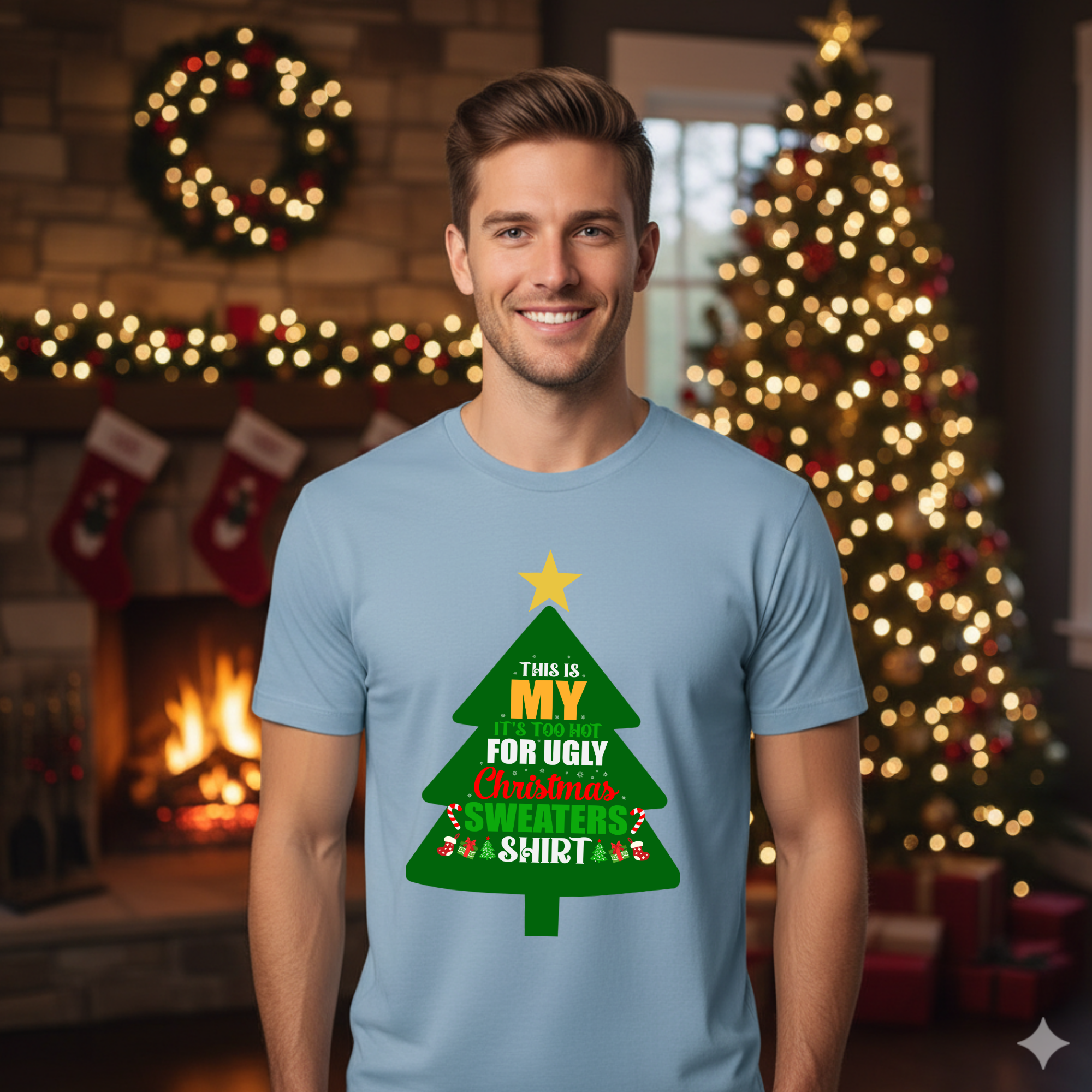 This is my it's too hot for Ugly Christmas Sweater T-Shirt – Funny Holiday Tee for Warm Weather| it's too hot for Christmas sweaters Shirt| | Bella+Canvas Unisex Soft Shirt