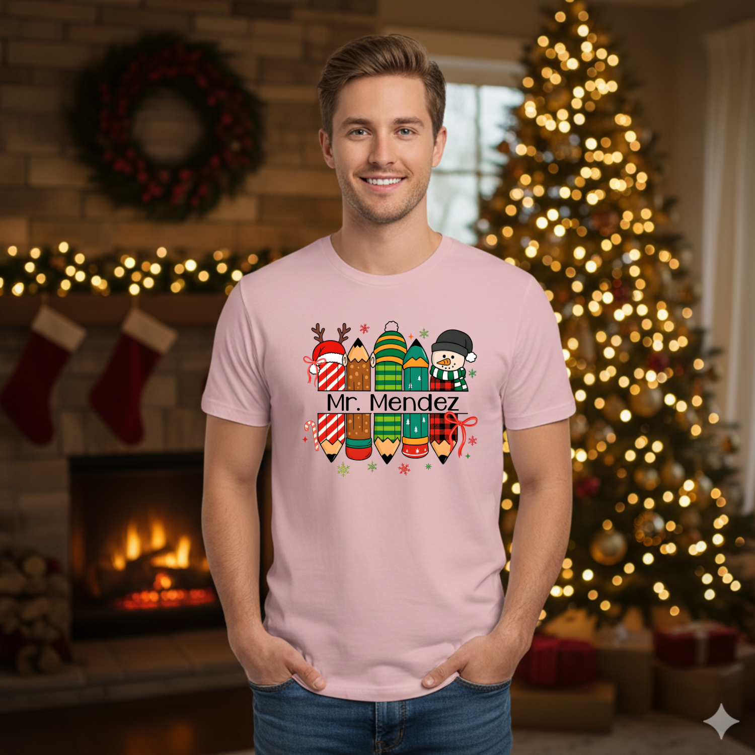 Holiday Shirts for Teachers – Holiday Pencils Personalized - Funny & Festive Christmas Collection