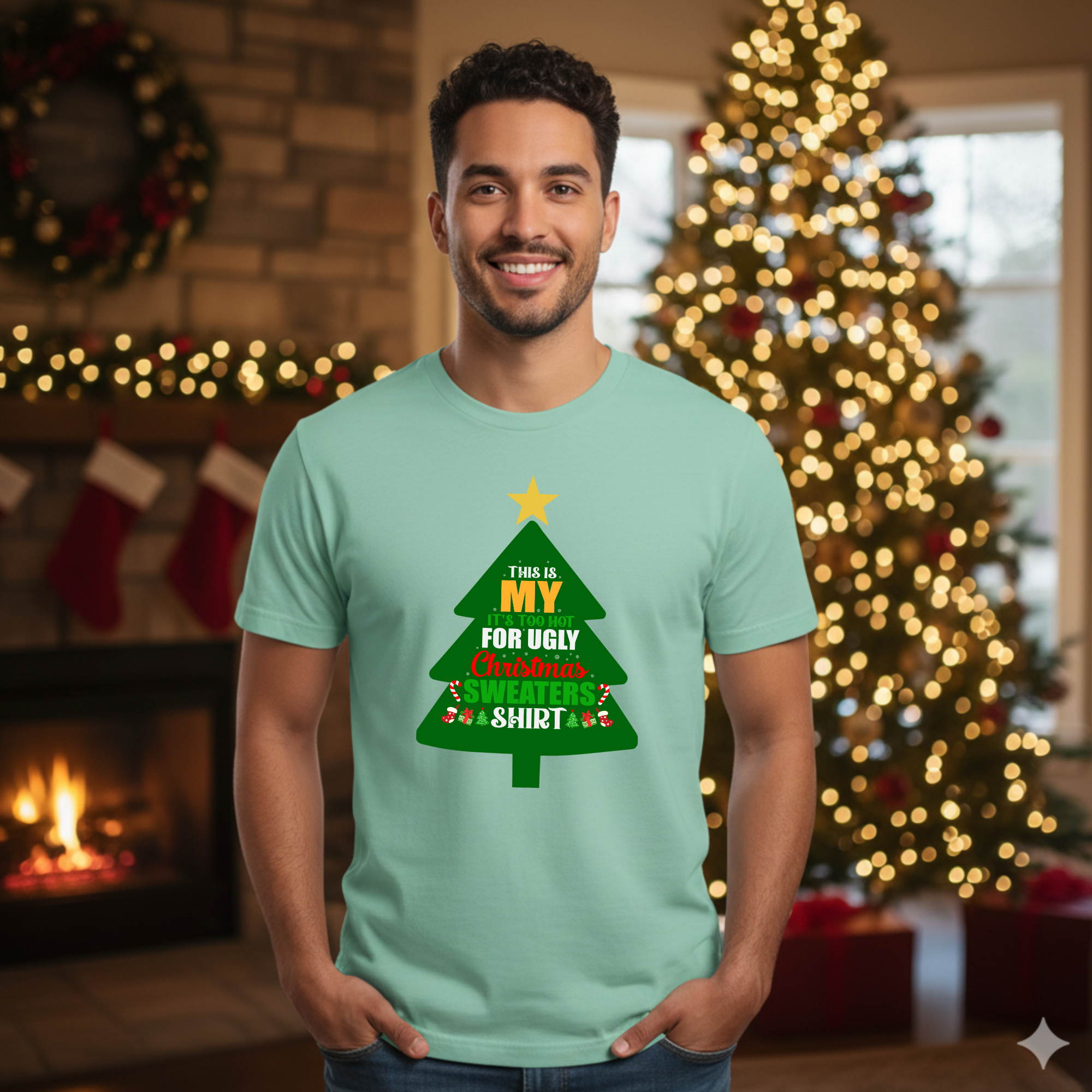 This is my it's too hot for Ugly Christmas Sweater T-Shirt – Funny Holiday Tee for Warm Weather| it's too hot for Christmas sweaters Shirt| | Bella+Canvas Unisex Soft Shirt