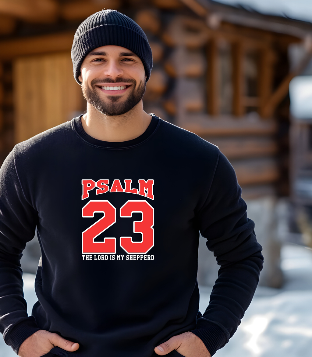 Christian Sweatshirt, T-shirt, or Hoodie – "Psalm 23 The Lord Is My Shepherd” Bible Verse Crewneck | Cozy Faith-Based Pullover for Men & Women | Inspirational Christian Gift & Religious Apparel