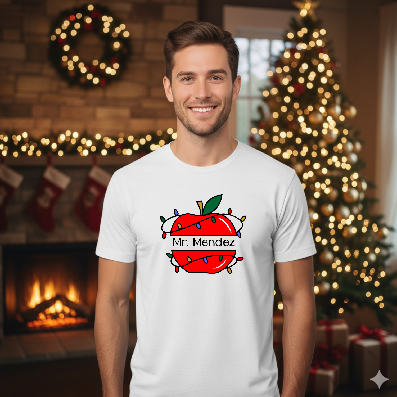 Holiday Shirts for Teachers – Apple Personalized - Funny & Festive Christmas Collection