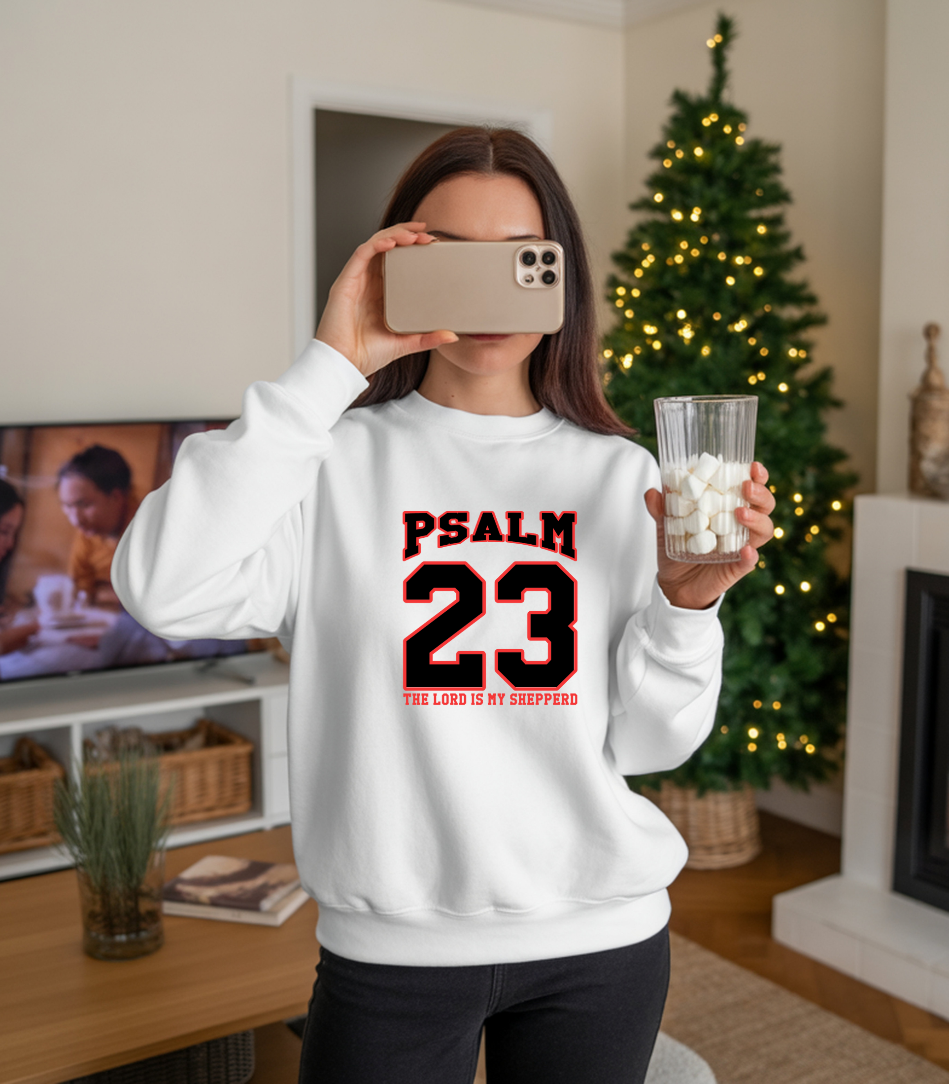 Christian Sweatshirt, T-shirt, or Hoodie – "Psalm 23 The Lord Is My Shepherd” Bible Verse Crewneck | Cozy Faith-Based Pullover for Men & Women | Inspirational Christian Gift & Religious Apparel