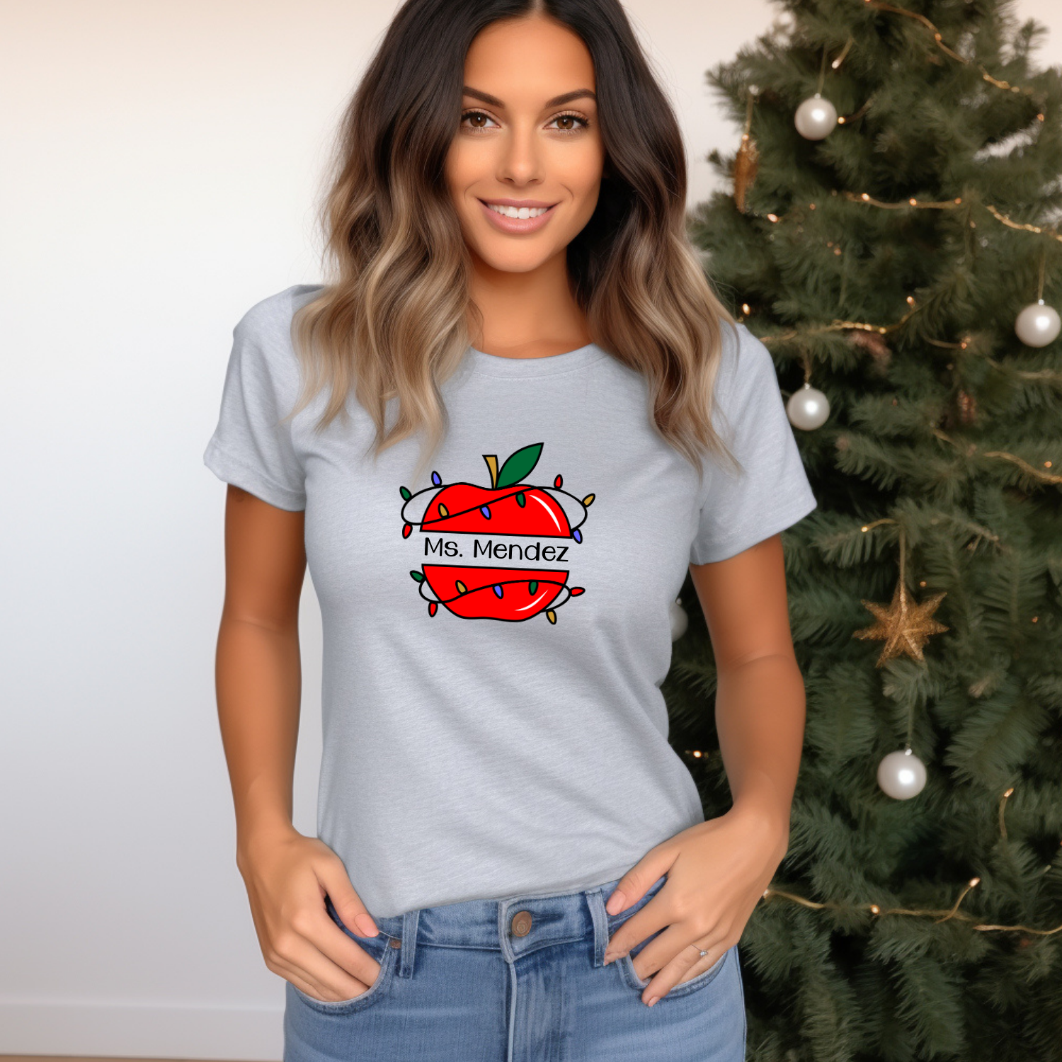 Holiday Shirts for Teachers – Apple Personalized - Funny & Festive Christmas Collection