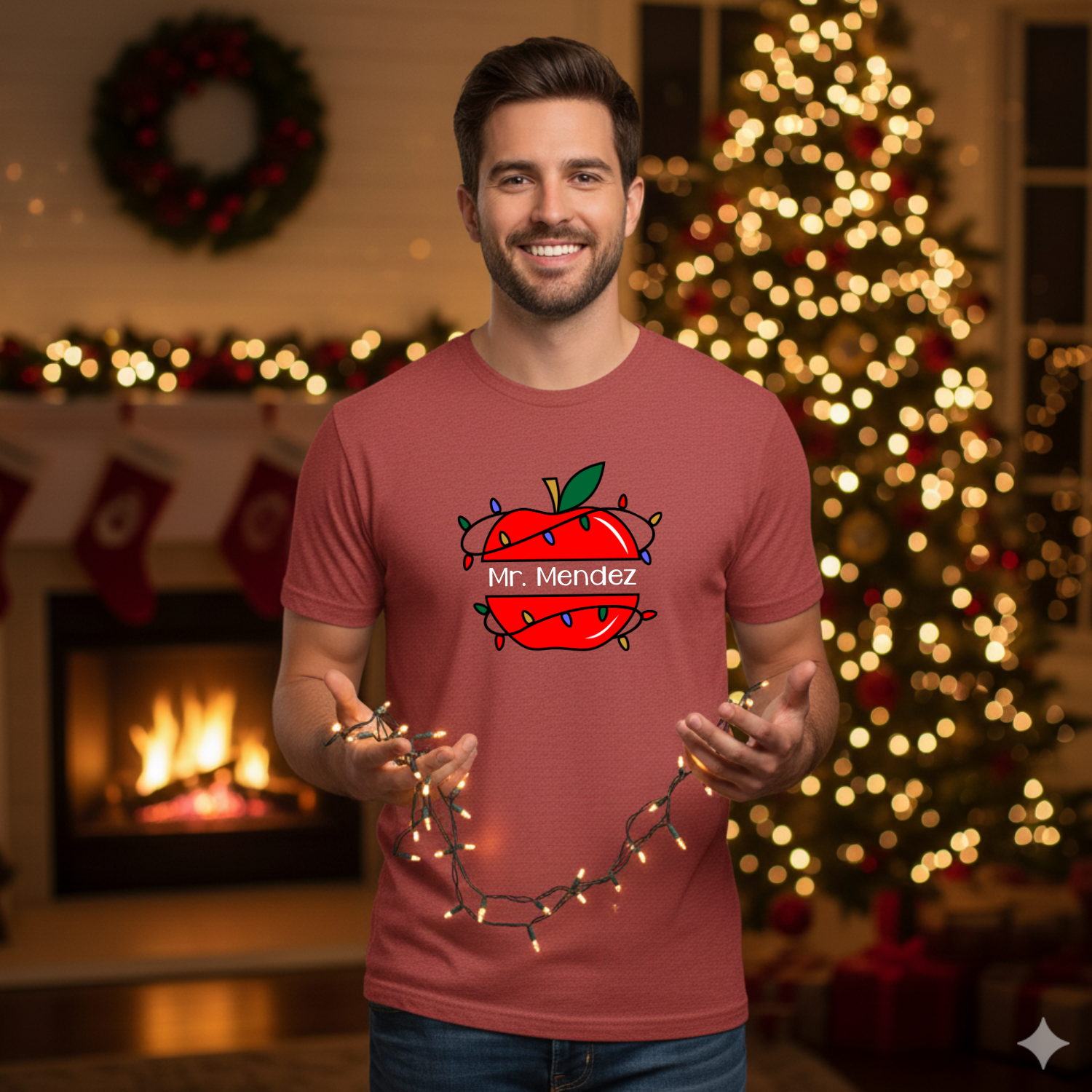 Holiday Shirts for Teachers – Apple Personalized - Funny & Festive Christmas Collection