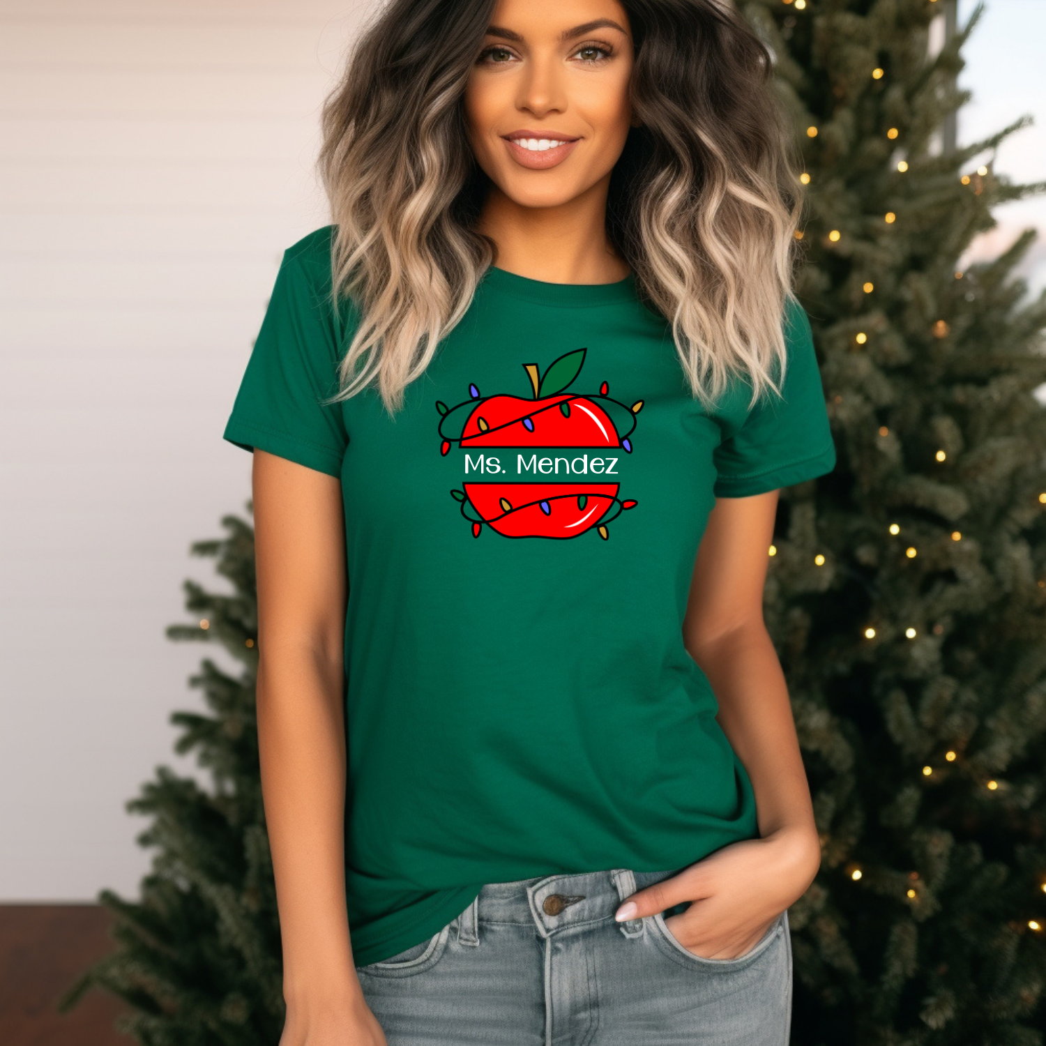 Holiday Shirts for Teachers – Apple Personalized - Funny & Festive Christmas Collection