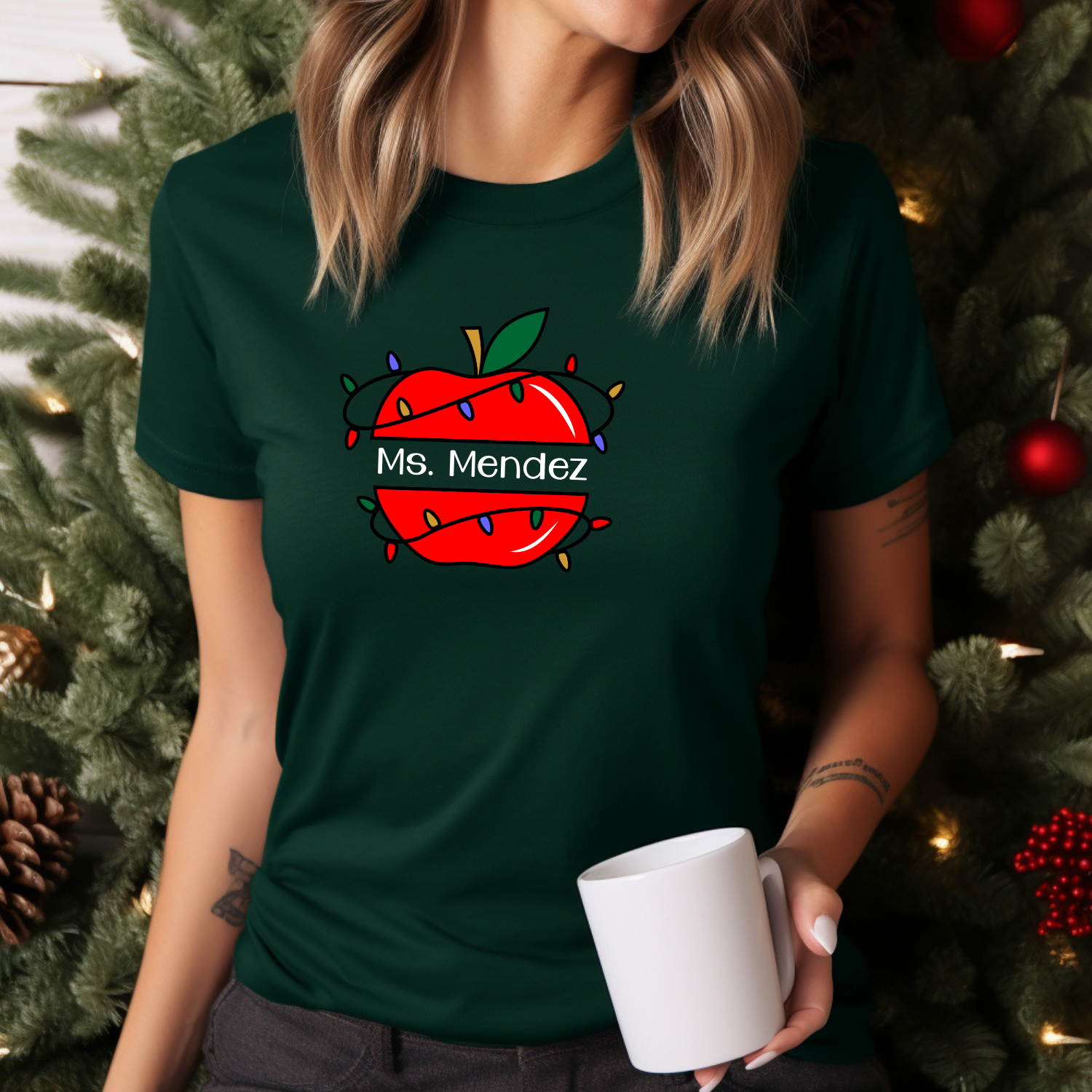 Holiday Shirts for Teachers – Apple Personalized - Funny & Festive Christmas Collection
