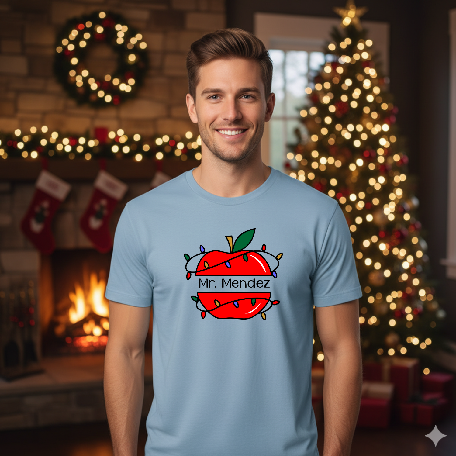 Holiday Shirts for Teachers – Apple Personalized - Funny & Festive Christmas Collection