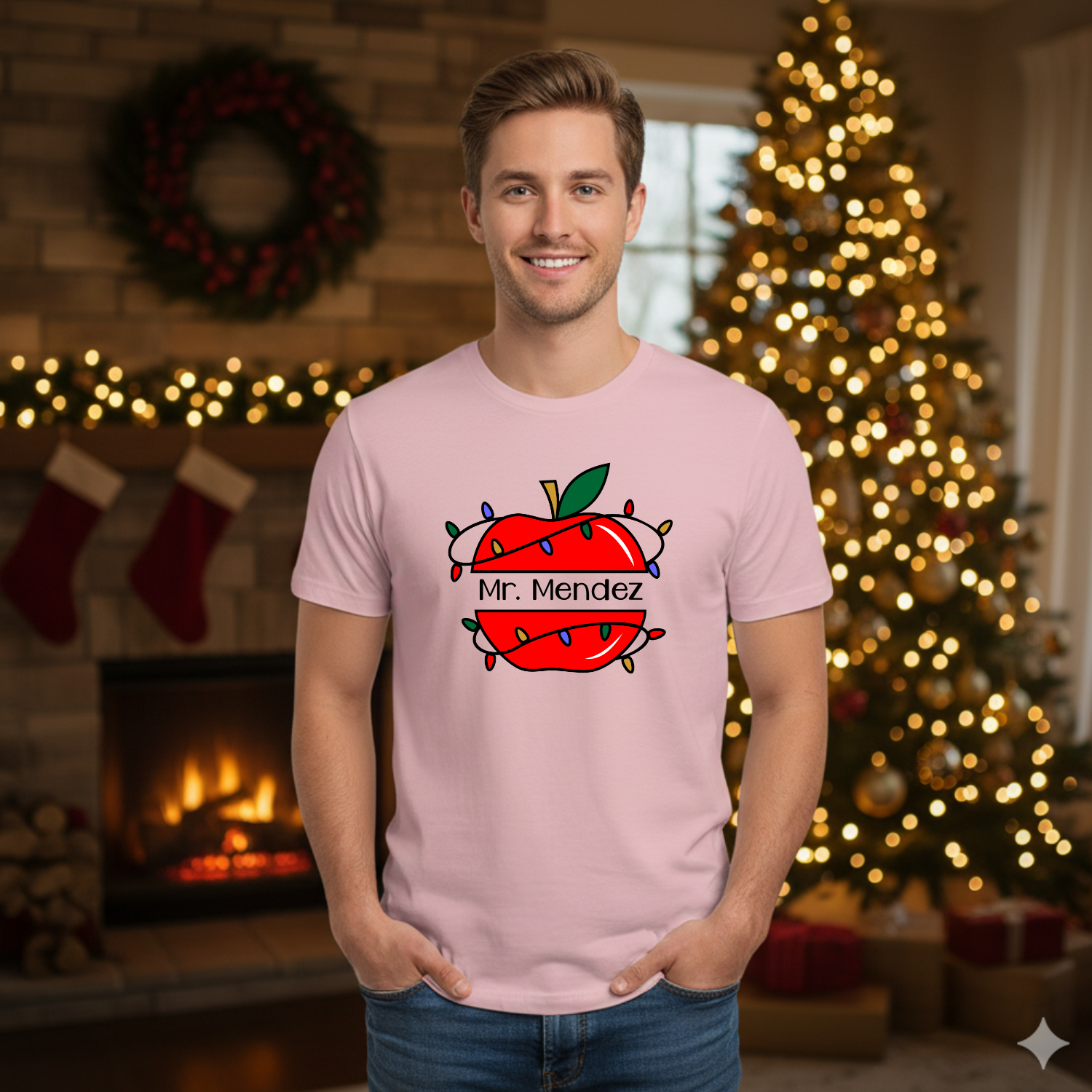 Holiday Shirts for Teachers – Apple Personalized - Funny & Festive Christmas Collection