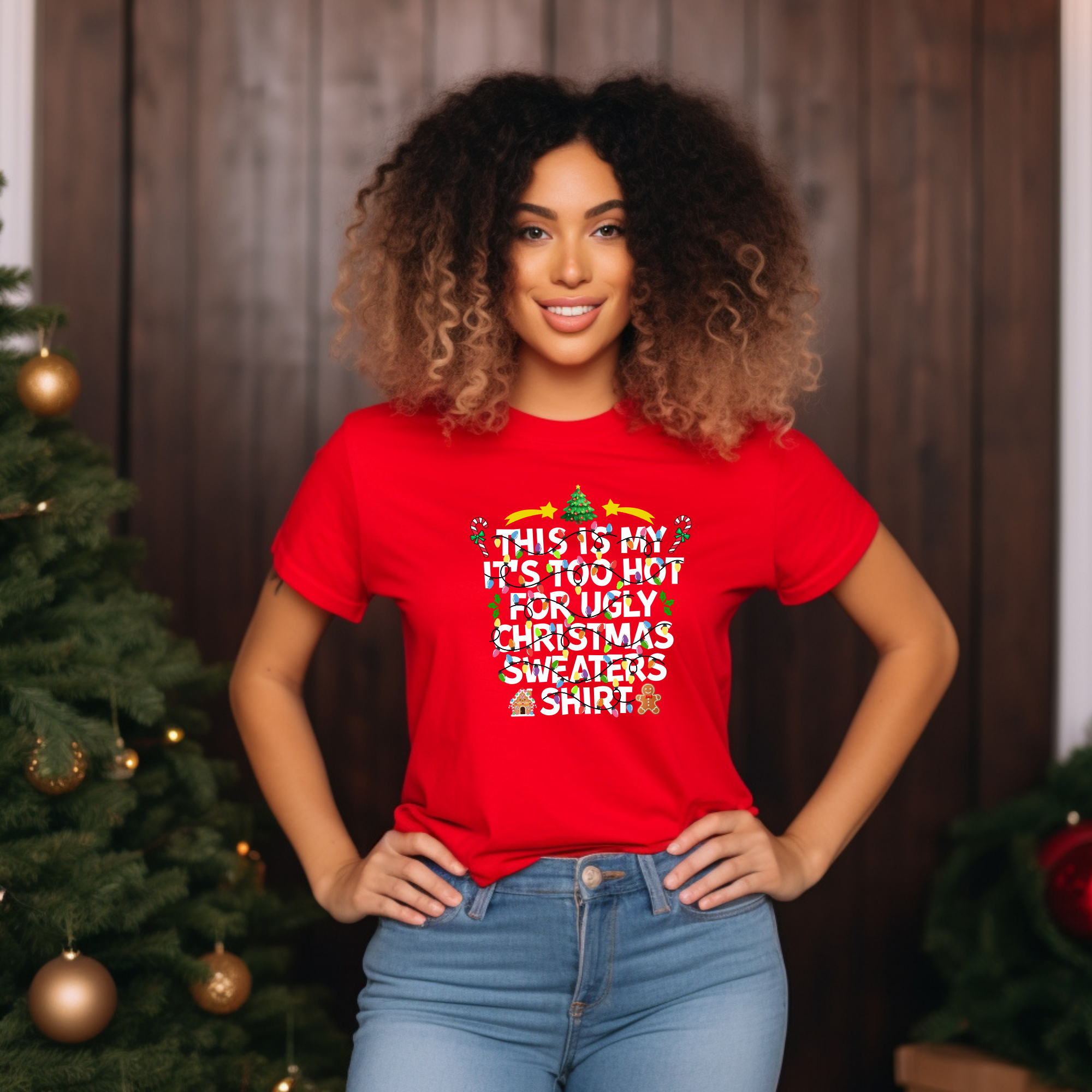 This is my it's too hot for Ugly Christmas Sweater T-Shirt - Lights - Funny Holiday Tee for Warm Weather| it's too hot for Christmas sweaters Shirt| | Bella+Canvas Unisex Soft Shirt