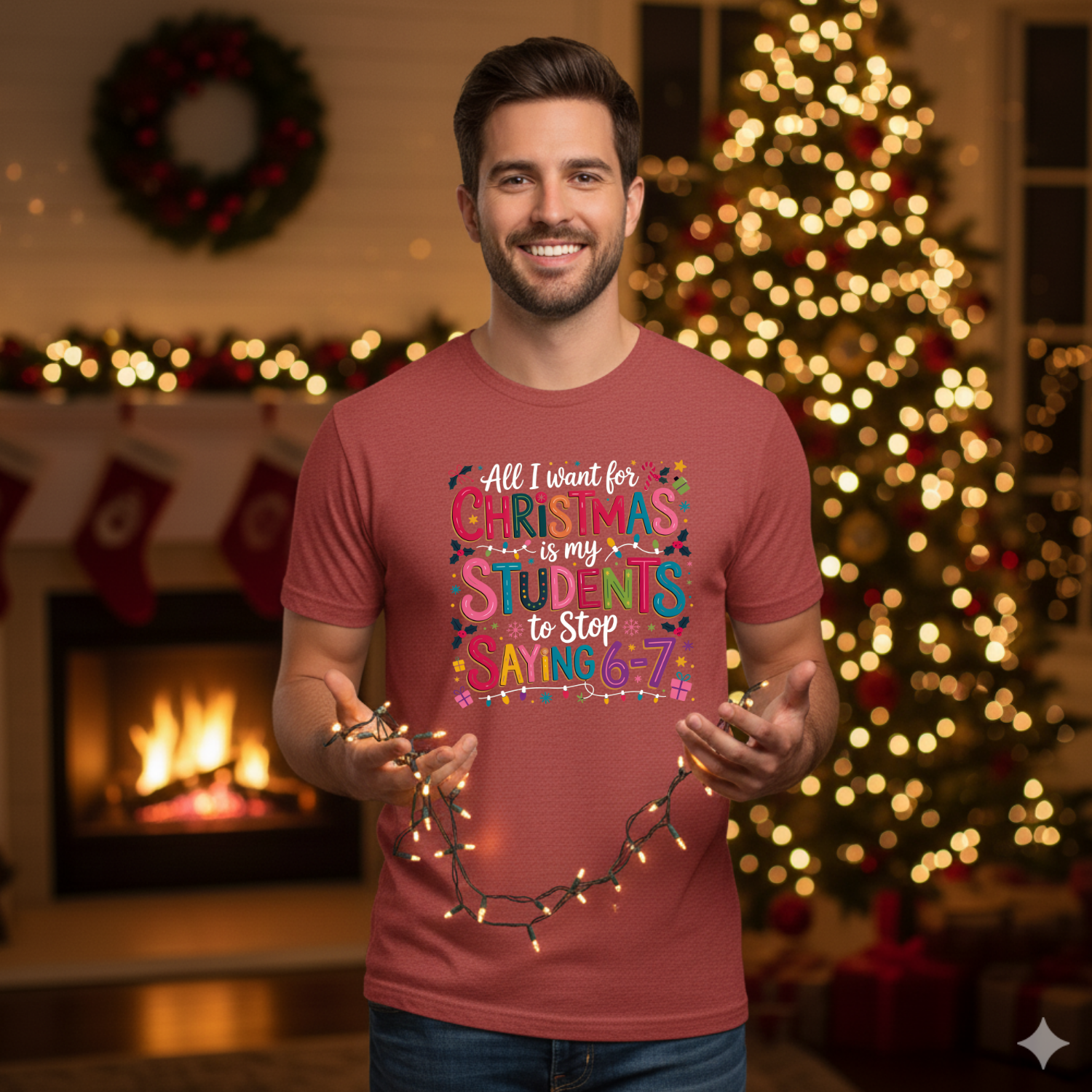 Holiday Shirts for Teachers – All I want for Christmas no 6 7 (colorful) - Funny & Festive Christmas Collection