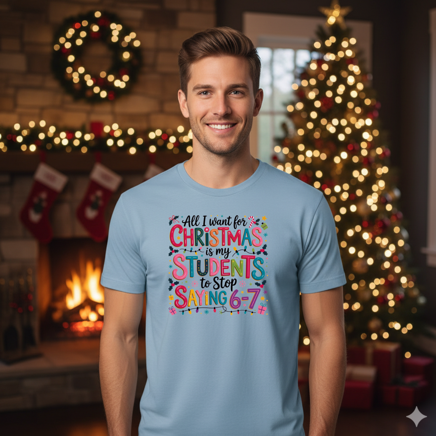 Holiday Shirts for Teachers – All I want for Christmas no 6 7 (colorful) - Funny & Festive Christmas Collection