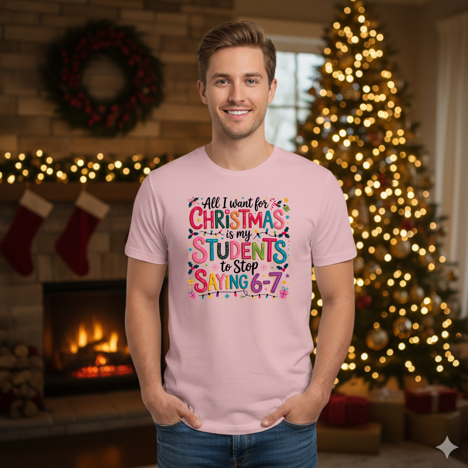Holiday Shirts for Teachers – All I want for Christmas no 6 7 (colorful) - Funny & Festive Christmas Collection