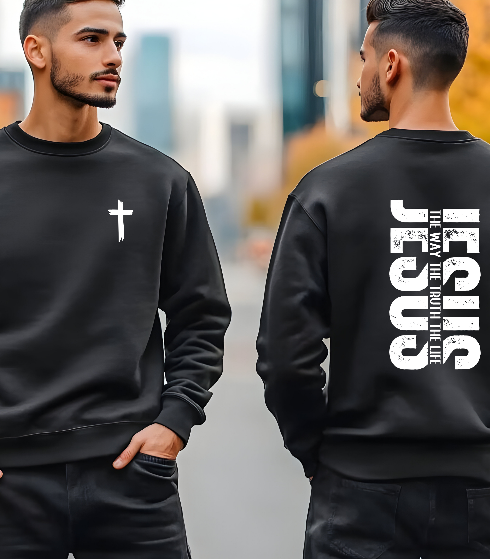Christian t-shirt/sweatshirt/hoodie – Cross & “Jesus The Way The Truth The Life” Graphic | Powerful Faith-Based Apparel | Unisex Religious Apparel | Inspirational Christian Gift for Men & Women