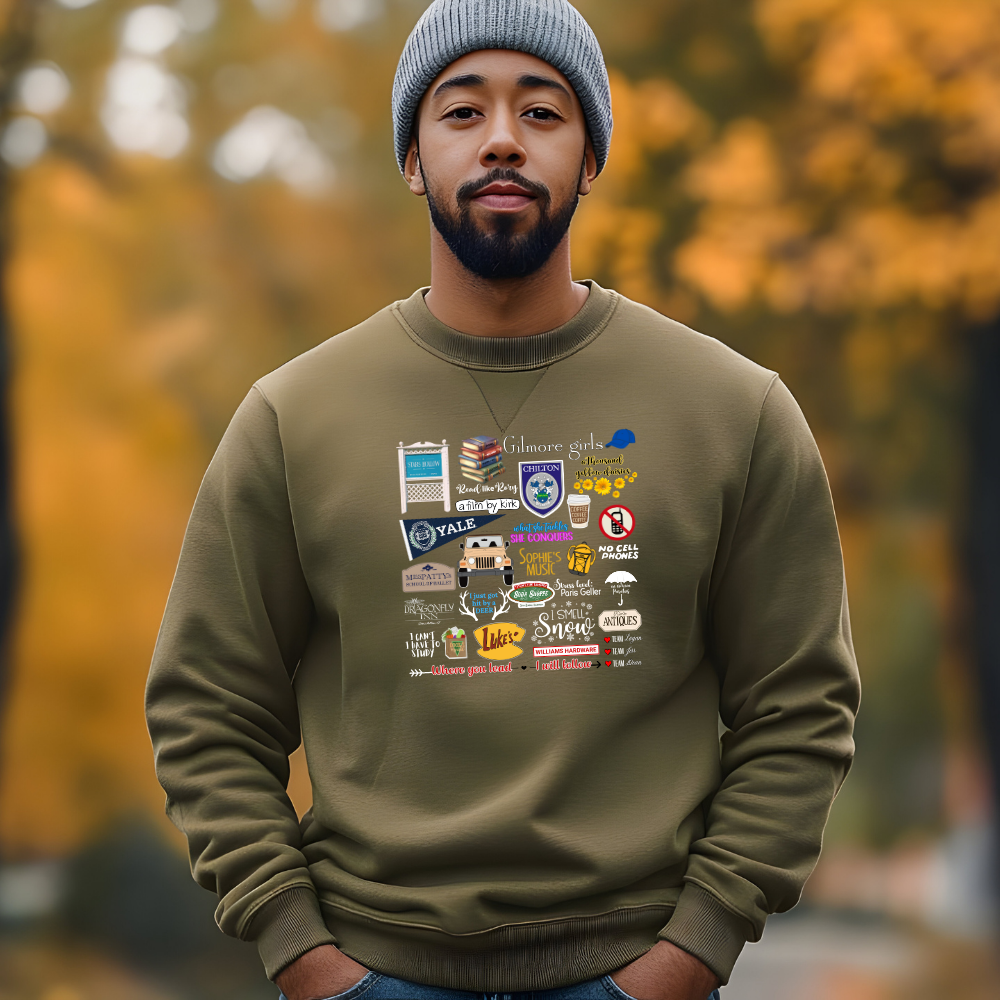 Gilmore Girls “Stars Hollow Collage” T-Shirt, Sweatshirt, or Hoodie | Fan-Favorite Quotes & Places Design | Cozy Rory & Lorelai Gift for Coffee Lovers