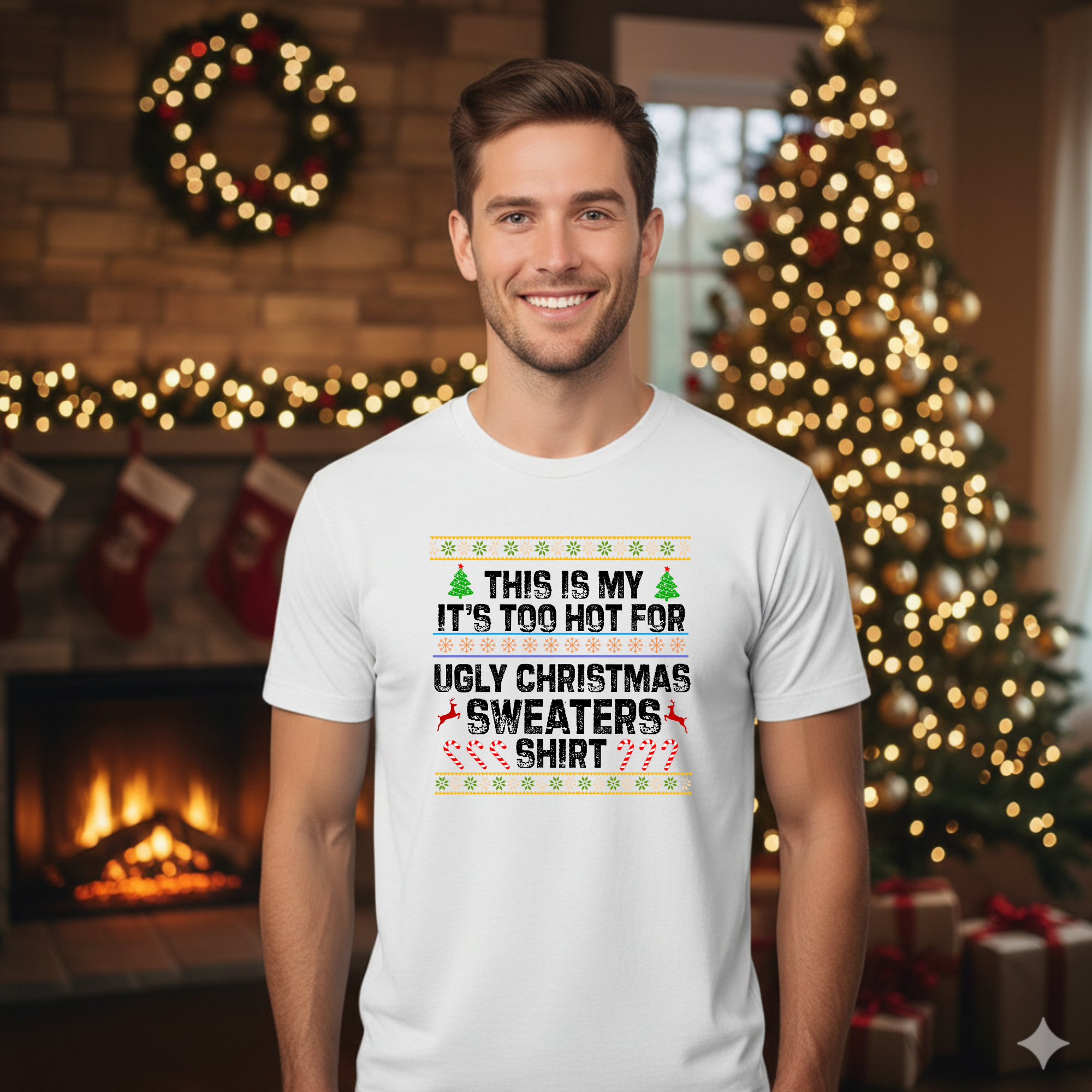 This is my It's too hot for Ugly Christmas Sweater T-Shirt - stitch -  Funny Holiday Tee for Warm Weather| it's too hot for Christmas sweaters Shirt| | Bella+Canvas Unisex Soft Shirt