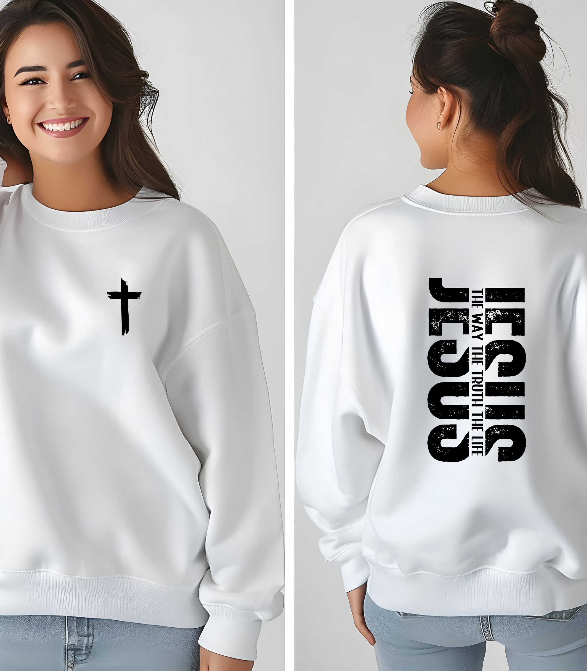 Christian t-shirt/sweatshirt/hoodie – Cross & “Jesus The Way The Truth The Life” Graphic | Powerful Faith-Based Apparel | Unisex Religious Apparel | Inspirational Christian Gift for Men & Women