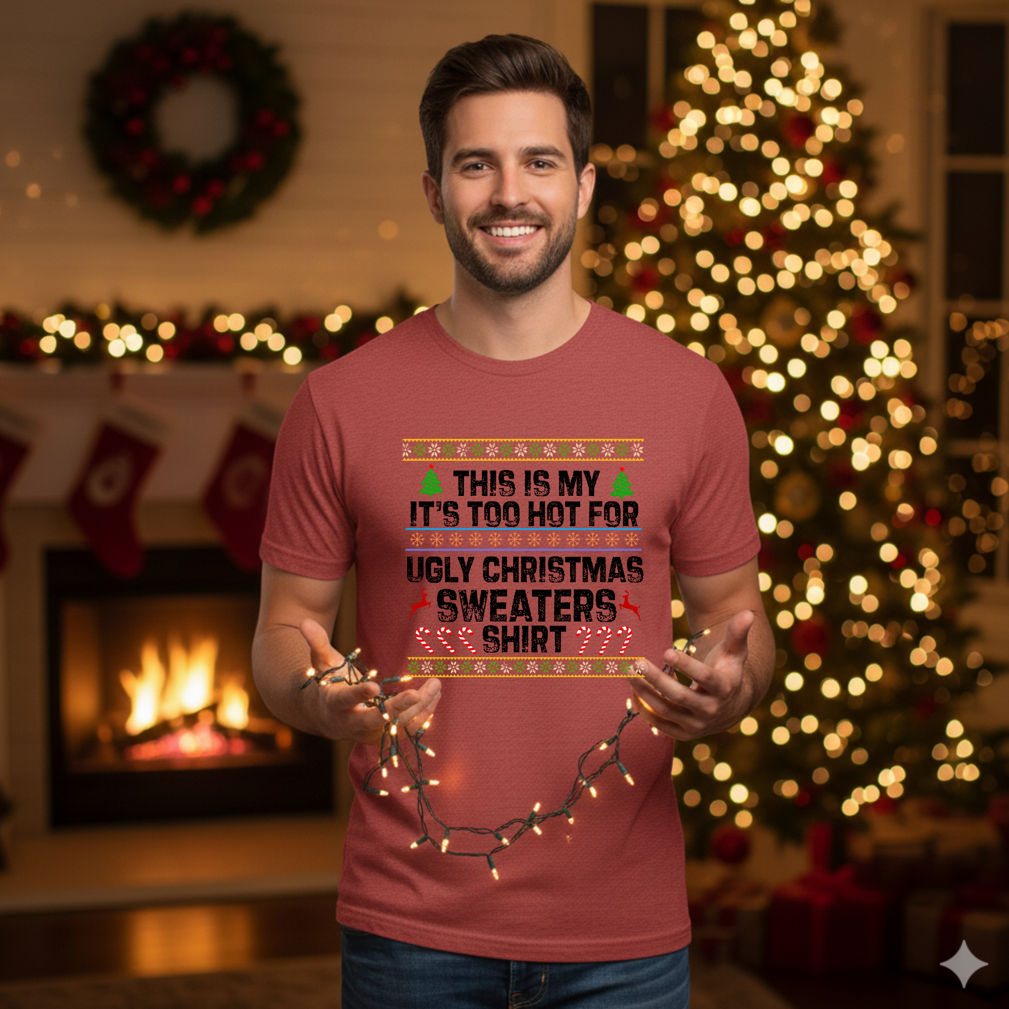 This is my It's too hot for Ugly Christmas Sweater T-Shirt - stitch -  Funny Holiday Tee for Warm Weather| it's too hot for Christmas sweaters Shirt| | Bella+Canvas Unisex Soft Shirt