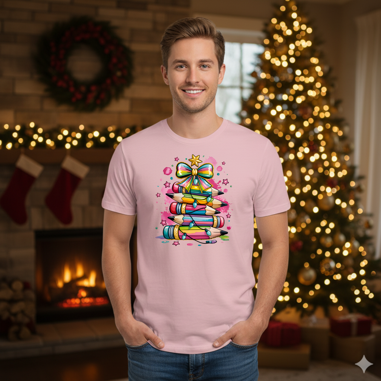 Holiday Shirts for Teachers – Colorful Pencil tree - Funny & Festive Christmas Collection