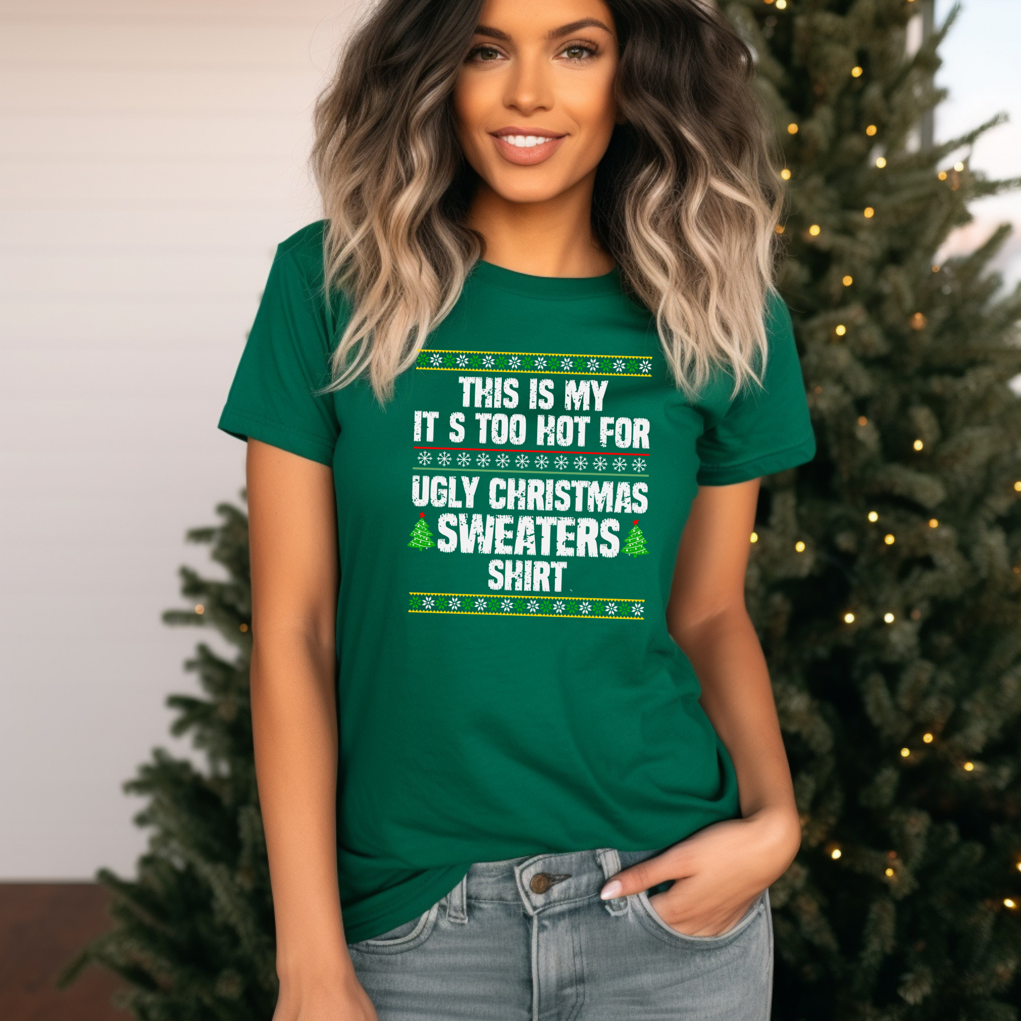 This is my It's too hot for Ugly Christmas Sweater T-Shirt - stitch -  Funny Holiday Tee for Warm Weather| it's too hot for Christmas sweaters Shirt| | Bella+Canvas Unisex Soft Shirt