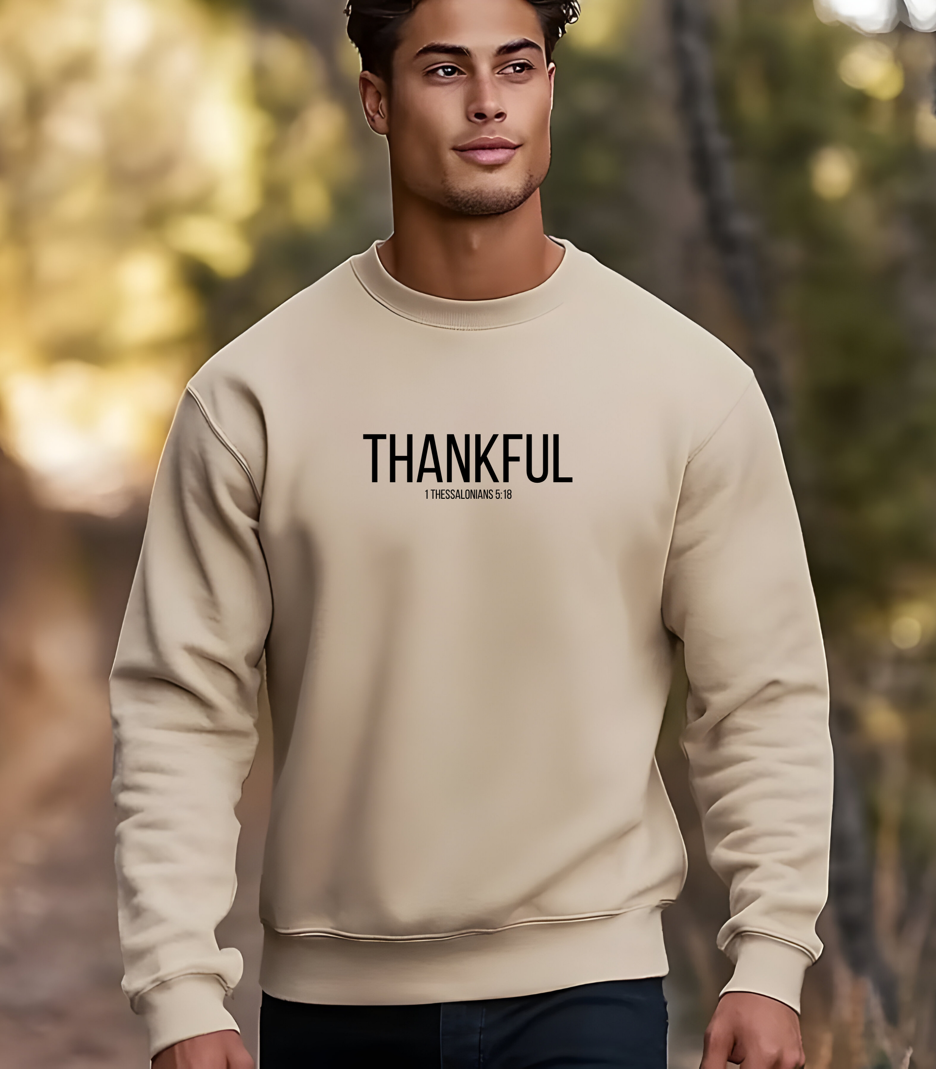 Christian T-shirt/Hoodie/Sweatshirt – “Thankful” 1 Thessalonians 5:18 Bible Verse Apparel | Faith-Based Clothing for Women & Men | Thanksgiving| Inspirational Christian Apparel & Religious Gift