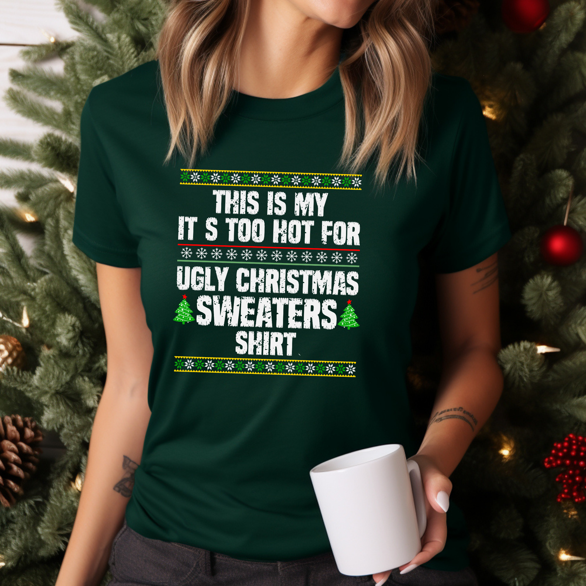 This is my It's too hot for Ugly Christmas Sweater T-Shirt - stitch -  Funny Holiday Tee for Warm Weather| it's too hot for Christmas sweaters Shirt| | Bella+Canvas Unisex Soft Shirt