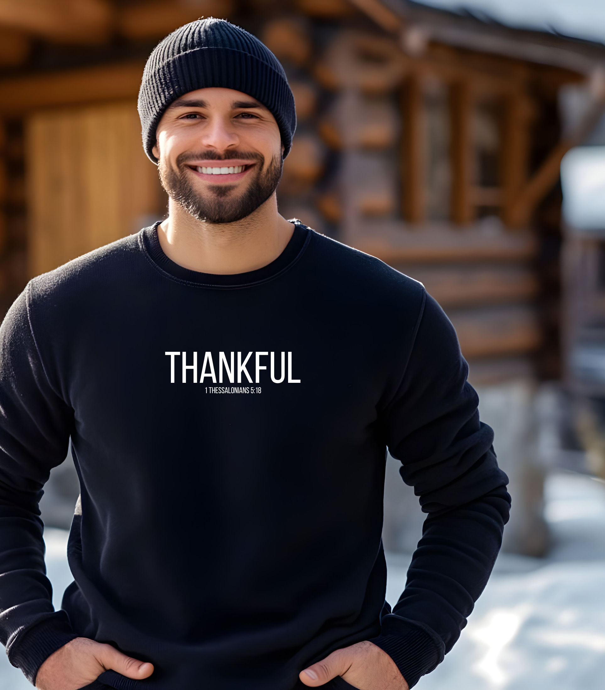 Christian T-shirt/Hoodie/Sweatshirt – “Thankful” 1 Thessalonians 5:18 Bible Verse Apparel | Faith-Based Clothing for Women & Men | Thanksgiving| Inspirational Christian Apparel & Religious Gift