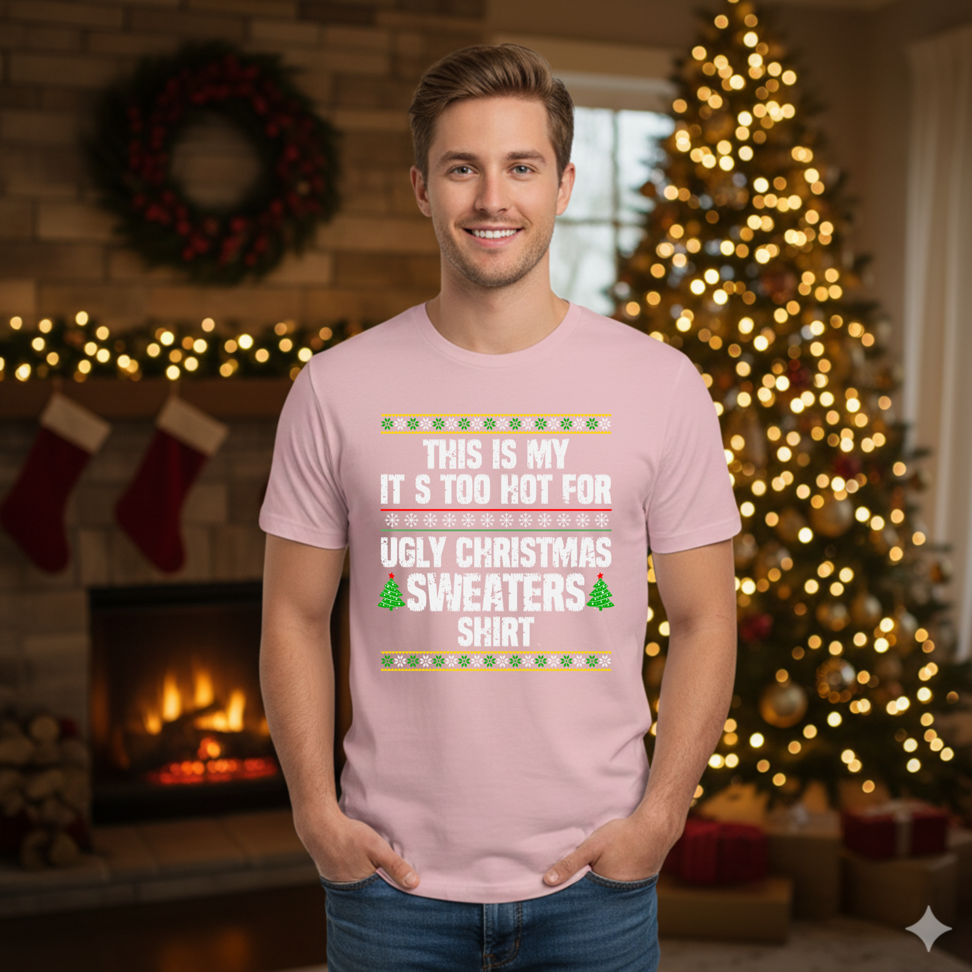 This is my It's too hot for Ugly Christmas Sweater T-Shirt - stitch -  Funny Holiday Tee for Warm Weather| it's too hot for Christmas sweaters Shirt| | Bella+Canvas Unisex Soft Shirt